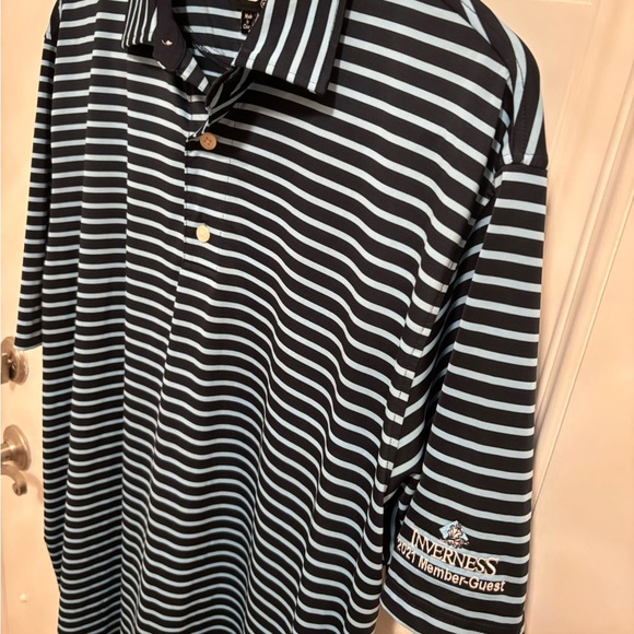 FootJoy Men’s XL Striped Golf Polo Shirt – Inverness 2021 Member Guest–Navy/Blue - Picture 5 of 7